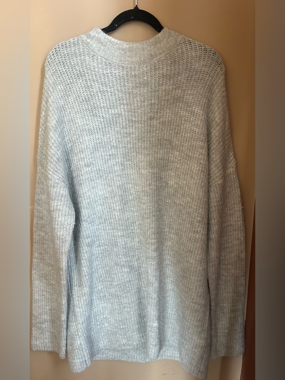 Francesca’s Light Gray Knit Crewneck Sweater Dress